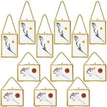 12 Double Glass Frame For Pressed Flowers Floating Hanging Photo Frame 3.5 X 2.5 In Brass Clear Pressed Flower Decor With Chain For Display Gallery Artwork, Horizontal Vertical Gold - Vàng 12 - Xem 1