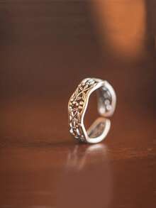 1pc Chinese Style Vine & Flower Hollow Ring, Elegant High-End Unisex Fashion Accessory, New Chinese Style Delicate Design - H675 - View 7