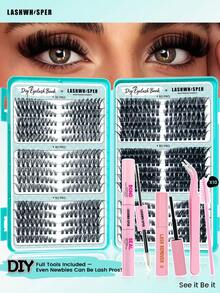 DIY Eyelash Clusters, Lightweight & Flowy False Eyelashes, Natural Look Individual Lashes, Mixed Length (9-16mm), D-Curl Ultra-Lightweight, Reusable Cluster Lashes, Suitable For Everyday Makeup - Baby Blue - View 1