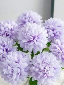 2/10/30支装仿真绣球花，蓝色仿真菊花家居装饰 - 适用于婚礼花艺布置、派对装饰、生日装饰、婚礼装饰、户外装饰、花园装饰、家居装饰、房间装饰、母亲节装饰、礼品 - 紫色 - 查看 2