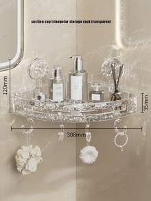 1个吸盘式储物架，壁挂式收纳架，奢华风格，适用于浴室、厨房，无需钻孔，无需胶水 - 彩色 - 查看 5