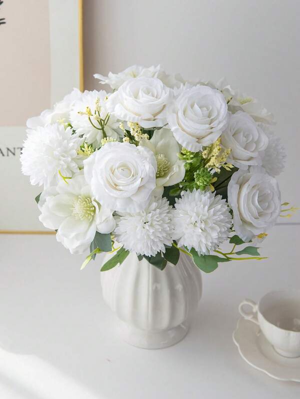 1pc BIG Romantic Silk Rose& Hydrangea Bouquet Artificial Peony Flowers Orchid Centerpieces Plastic Flowers Handheld Flower Arrangement For Wedding/Home/Bedroom/Living Room/Table Decoration/Bride's Bouquet/Mother's Day