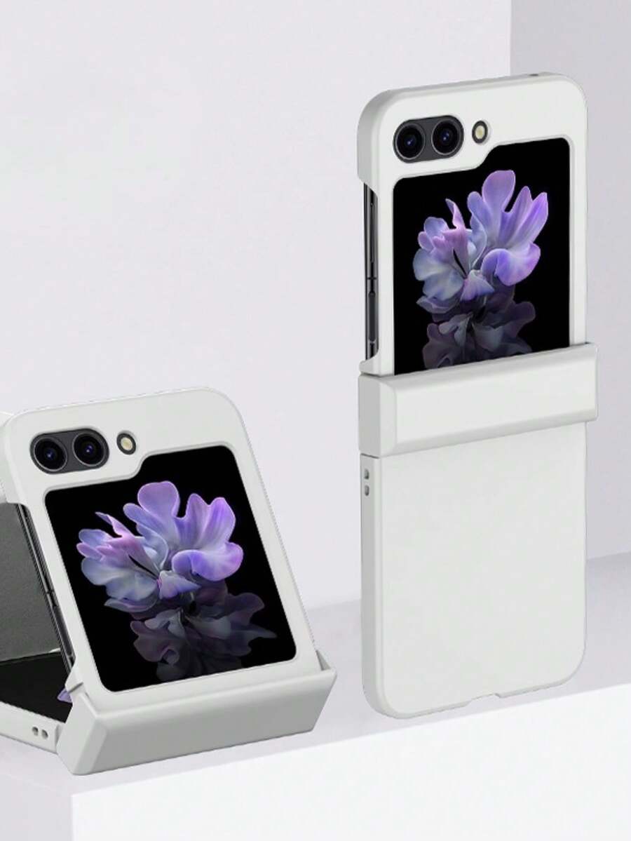 1 ốp lưng điện thoại gập bằng nhựa PC màu trơn, bảo vệ và chống rơi vỡ cho các dòng máy: Galaxy Zflip 3/Zflip 4/Zflip 5/Zflip 6/Zflip 7/ Find N3 Flip/ Find N2 Flip/ Razr 50 Ultra/ Razr 40 Ultra/ Razr 40/ Razr 50/ X Flip - trắng - Xem 1