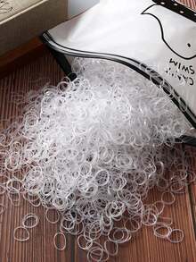 2000/100pcs Disposable Elastic Fashion Headbands For Women, Elastic Hair Ties Won't Damage Ponytail Holders ,Rubber Bands ,Scrunchies ,Hair Rope - White - View 1