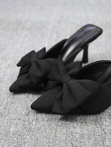 2026新款黑色尖头高跟蝴蝶结优雅女鞋，适合派对、约会、办公场合穿着 - 黑色 - 查看 6