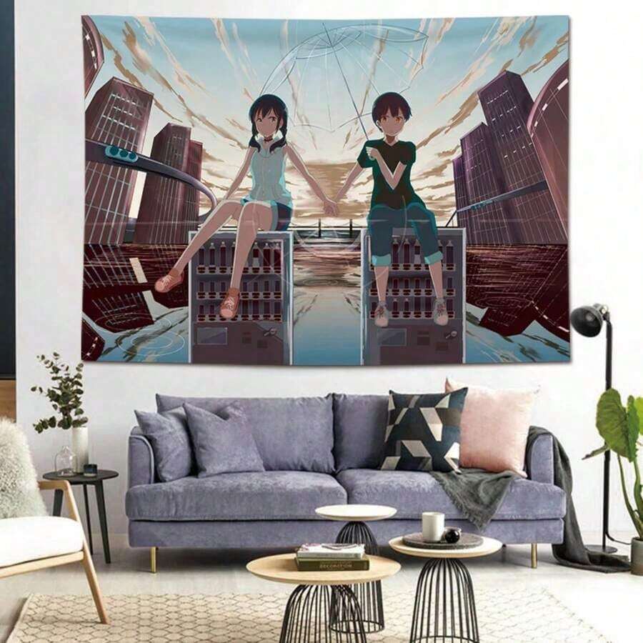 Colorful Anime Wall Art Tapestry Fun Kawaii Decor For Teen Room Dorm Photo Shoot Props Two Dimensional Shooting Party Props - 彩色 - 查看 1