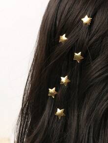 6个金色3D蝴蝶发夹，可调节发饰，适合女性和女孩编发