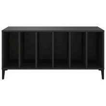 vidaXL Armário de discos 100x38x48 cm engenharia madeira preto - Preto - Ver 5