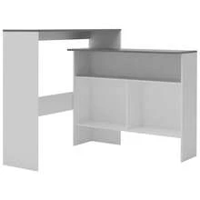 vidaXL Tavolo da bar con 2 dessus de table Blanc e Gris 130x40x120 cm - Bianco - Visualizzare 2