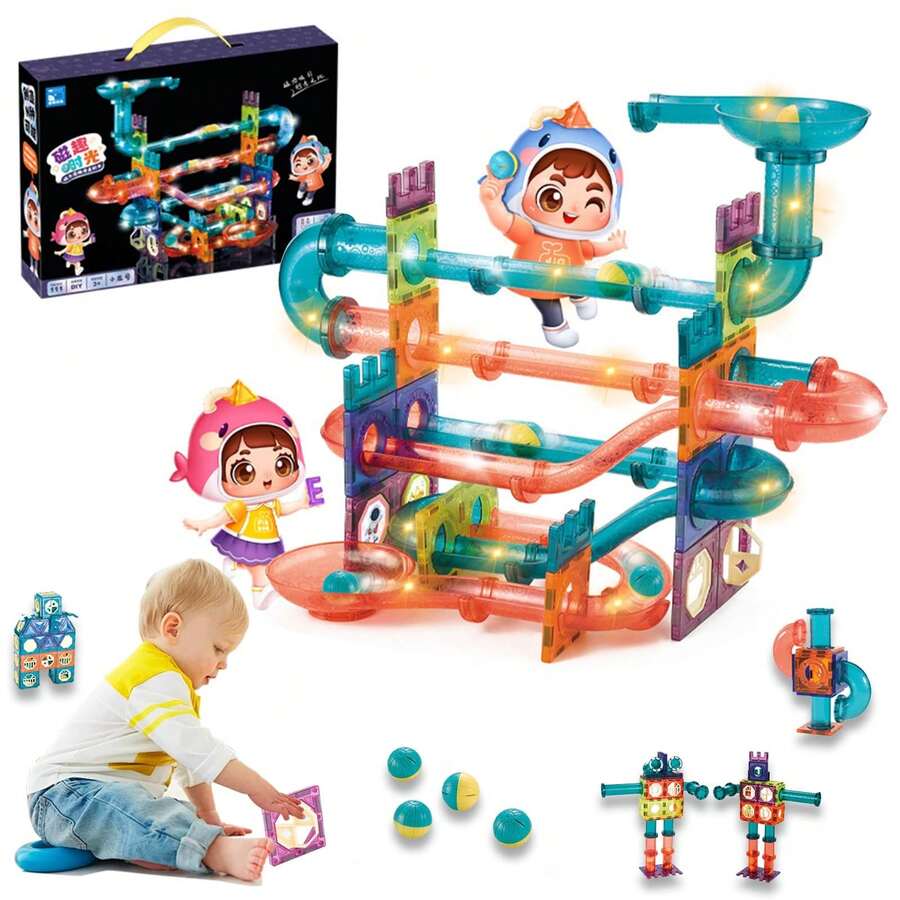 Juego de 111 Piezas Bloques Magnéticos, Juguetes Magnéticos de Didácticos 3D, Aprendizaje STEM, Juegos educativos creativos de Construcción con luces, Regalos para niños y niñas mayores de 12 años. - Multicolor - Ver 1