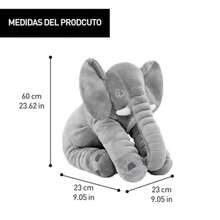 CYPNBluelander Almohada de Elefante Color Gris Textura Suave y Cómoda Elaborado con Tela Felpa Gran Tamaño 60 cm Juguetes Peluche Elefante Ideal Regalo Almohada de AlgodónFashion - 219361235 - Ver 7