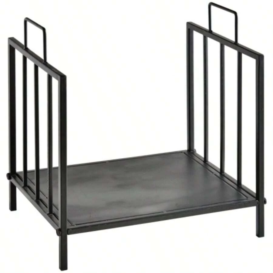 Indoor Firewood Rack, 44.5 X 33 X 46.5 Cm, Log Holder With Handles For Firewood, Black Metal.