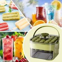 This One-Piece Ice Cube Tray Is Specially Designed For Homemade Ice Cubes, With Large Capacity, Very Suitable For Small Refrigerators, And Comes With A Lid. This Double-Layer Ice Storage Container Allows For Combined Storage. - Multicolor - View 7