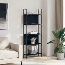 Libreria vidaXL a 5 ripiani, nera, 60,5x24x166,5 cm, in legno ingegnerizzato - nero - Visualizzare 3
