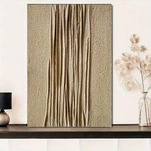 Handcrafted Beige Abstract Oil Painting Canvas - Minimalist Modern Wall Art, Frameless Decorative Panel For Living Room, Bedroom, Home Office - Chic Textured Interior Design, Indoor/Outdoor Use, Room Decor - Multicolor - View 6