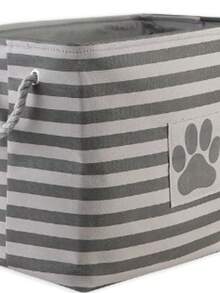 DII Bone Dry Pet Toy and Accessory Storage Basket for Home Décor & Everyday Use, gris (Rectangle Striped Gris) - Gris - Ver 2