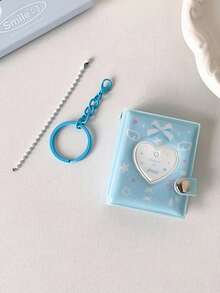 1pc 2-Inch Heart-Shaped Mini Photo Album Keychain, Fits 32 Photos, Hollow Heart Cover Design, Suitable For Fans To Carry Around - Multicolor - View 14