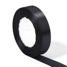 25码缎带，适用于钩编、帽子、编织、婚礼蛋糕、礼品包装、DIY、场景装饰、节日装饰、室内装饰、窗户装饰、走廊装饰、办公室装饰、家居装饰。多款式涤纶缎带，适用于DIY、玫瑰花制作、礼品包装丝带装饰蝴蝶结，适合婚礼和派对——用途广泛，无需电池或电源，不含羽毛。 - 黑色 - 查看 8