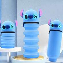 Disney New Cartoon Silicone Retractable Pencil Case - Creative 3D Cartoon Design Retractable Pencil Case With Foldable Silicone Pen Bag