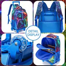 3件套男童拉杆背包，儿童游戏/足球/宇航员印花背包，手提包，户外包，铅笔盒，最佳返校礼物 - 拉桿包三件組 - 查看 9