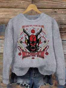 2026 Valentine Outfits For Women2026 Long Sleeve Tops WomenWinter Clothes Women's Fun Printed Street Retro, Simple Hellfire Club Print, Hip Hop Korean Style Comfortable Commuting Versatile Women's Clothing, Regular Niche Fashion Women's Y2K Clothing Punk Rock Hellfire Club Pattern, Women's Loose Round Neck Sweatshirt Loose And Comfortable Sweatshirt Long Sleeve TopsLoose And Comfortablesudaderas Para Mujer Parke SweatshirtLoose And Comfortablevalentine's Day - 杏色 - 查看 6