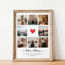 1幅定制情侣照片拼贴帆布画（不含画框），个性化爱情照片帆布画，送给男友/女友的生日、订婚、结婚纪念日、毕业典礼、情人节礼物，适合情侣/妻子/闺蜜/家人，周年纪念墙面装饰，家居客厅宿舍装饰 - 彩色 - 查看 4