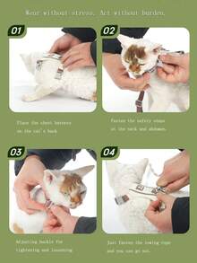 1件猫狗牵引背心式猫胸背带防滑猫胸背带轻便反光宠物胸背带 - 彩色 - 查看 9