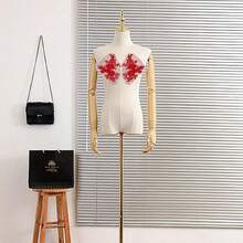 [Free Shipping]4Pcs Red Flower Applique 3D Floral Embroidery Vintage Appliques Polyester Soild Embroidered Lace Trim Sew On Patches Bulk For Sewing MaFKing Dress Clothes Gowns Wedding Bridal Costumes Supply - 紅色 - 查看 8