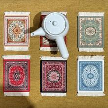 6件套方形流苏布艺桌垫咖啡杯垫复古波西米亚风新年情人节斋月家居派对装饰 - 彩色 - 查看 6