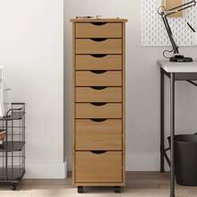 vidaXL Armoire roulante avec tiroirs MOSS bois de pin marron miel - Tabac - Voir 3