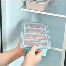Large Capacity Square Food Storage Box With Flip Lid, Household Big Rectangular Tray Mold, Frozen Broth Box, Mold, Segmented Silicone Refrigerator Food Saver Box, Baking Use - Multicolor - View 5