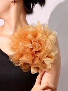 Ghim cài áo hình hoa lớn, thanh lịch, kiểu dáng retro, màu trơn, làm từ vải chiffon, kích thước 23cm, thích hợp để trang trí váy dạ hội, vest, váy cưới hoặc bikini. - Nhiều màu - Xem 11