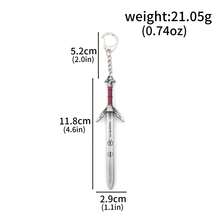 1 pieza Llavero de espada de plata de 12 cm, periféricos del juego The Witcher Wild Hunt, modelo de arma de cabeza de lobo medieval de metal como regalo de artesanía - Multicolor - Ver 15