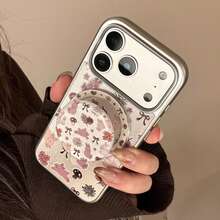 GUCADI 1pc Silver Edged Magnetic Gold-Plated Autumn Rabbit + Autumn Rabbit Gold-Plated Magnetic Stand, Silver Edged Gold-Plated Rabbit Phone Case Compatible With Apple 17 Pro Max, 16, 15 Magnetic Stand, Compatible With Apple 17 Pro Max, 15 Magnetic Stand, 16, 14, P70 - Multicolor - View 10