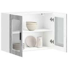vidaXL Armadio murale da cucina con porte e verre Porto sonoma gris - Grigio - Visualizzare 5