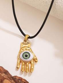 1 pieza Collar con colgante de ojo de diablo de estilo punk de acero inoxidable, accesorio para hacer joyas DIY - Ojo de demonio - Ver 4