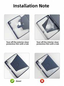 1pc 360° Adjustable Rotating Acrylic Tri-Fold Stand, Acrylic Scratch-Resistant & Bend-Resistant Back Cover With Pen Slot, Auto Sleep/Wake, Minimalist/Classic/Best-Selling Tablet Protective Case Tri-Fold Stand, Suitable For IPad Mini6/Mini7/9.7/10.2/10.5/10.9/11"/Air11(M2)2024/10th Gen/12.9"/IPad Air 13(M3 2025)/IPad Air 11-Inch (M3) 2025/IPad (A16) 11 Inch 11th Generation 2025 Apple Models, Non-Magnetic Stand - Dark Blue - View 11