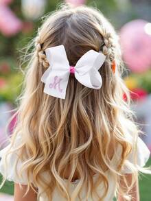 1个26字母蝴蝶结发夹，A-Z字母刺绣蝴蝶结发夹，白色芭蕾舞风格丝带发卡，适合女孩返校礼物、情人节礼物、青少年发饰 - 白色 - 查看 9