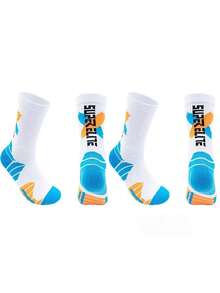 1/2 Pair Men's Crew Socks, Towel Bottom Sports Socks For Running, Basketball, Football, Versatile & Suitable For Sports - Multicolor - View 19