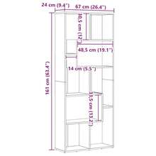 vidaXL Biblioteca de madera artesanal 67x24x161 cm madera de ingeniería - Marrón - Ver 11