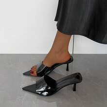 女士黑色高跟鞋，2026夏季新款时尚通勤度假沙滩高跟鞋，夏季凉鞋 - 黑色 - 查看 7