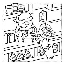 40-190g söt målarbok med kurirhund, lättfylld pappersbok, bedårande läkande stil, kurirhundelement, blått och gult färgschema, benhattdetalj, avslappnande klotter, lämplig för brevpapper, skolmaterial, utmärkt present till flickor, alla hjärtans dag, nyår - Små jobb - Visa 5