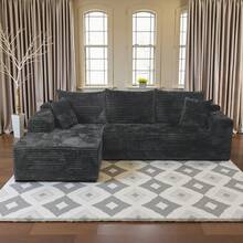 Modern Sofas For Living Room: 104" Modular Boneless Cloud Couch | L-Shape Sectional W/ Chaise Lounge, Deep Seat & Easy Setup | Bedroom Friendly - 深灰色 - 查看 1