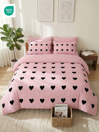 Juego de 2/3 piezas de ropa de cama, ropa de cama, juego de ropa de cama cómodo y transpirable, decoración de habitación de niñas, piel amigable y cómoda, suave y anti-pelusas, textil para el hogar, funda de edredón y fundas de almohada, núcleo de edredón y relleno de almohada no incluidos, se ajusta a camas de todas las tallas, adecuado para todas las estaciones, lavable a máquina, decoración de habitación, Oeko-Tex