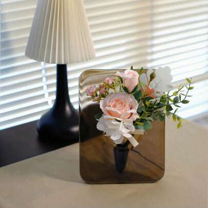 双用途人造花卉摆件，亚克力底座，适用于婚礼和桌面装饰，持久耐用，两种颜色可选：透明/黑色底座