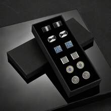 6 Pairs Classic Mixed Shape Cuff Links Men Tuxedo Shirt Cufflinks For Wedding Groom Business Gift Set - Multicolor - View 7