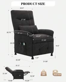 Power Recliner Chair For Adults With Heat & Vibration Massage, Electric Reclining Sofa With Lumbar Support - Xem 3