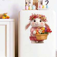 1pc Easter Cartoon Rabbit Basket & Butterfly Wall Sticker For Bedroom, Living Room, Cabinet Home Decor - Multicolor - View 2