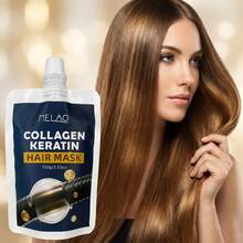 Collagen Keratin Hair Mask, MELAO Deep Repair Hair Mask For Dry Damaged Frizzy Hair, Intensive Nourishing Treatment, Anti Frizz, Adds Shine & Softness, Strengthens & Repairs Hair, 100g/3.53oz - Dark Green - View 6