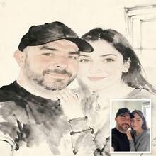 1幅定制2D平面框帆布墙画，趣味卡通肖像画，夸张滑稽的动漫人物肖像墙饰，情侣、朋友、家人、宠物、办公室和家居装饰的理想礼物 - 彩色 - 查看 7